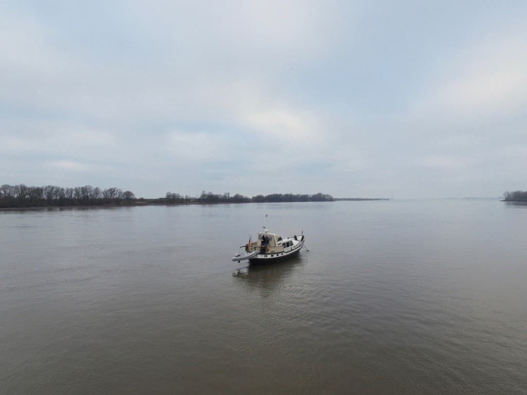 Ankern mit dem Boot im Januar 2016 hinter Schweinesand.