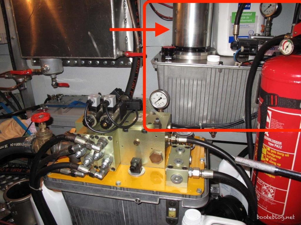 Die Dauerläufer-Pumpe für das Hydraulik-System der Ruderanlage.
