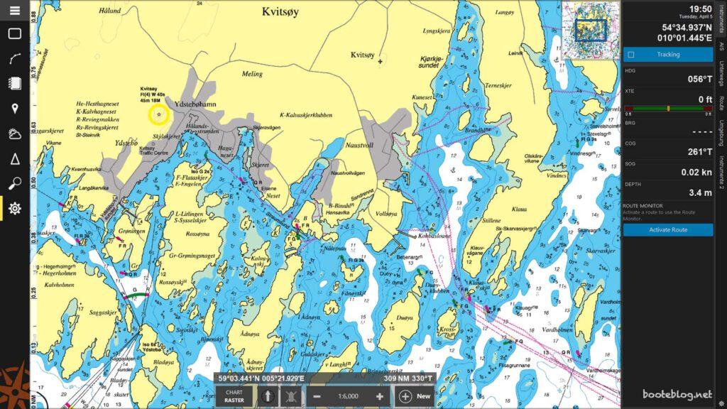 Kvitsøy, Norwegen in hoher Zoomstufe in NV Charts im Coastal Explorer.