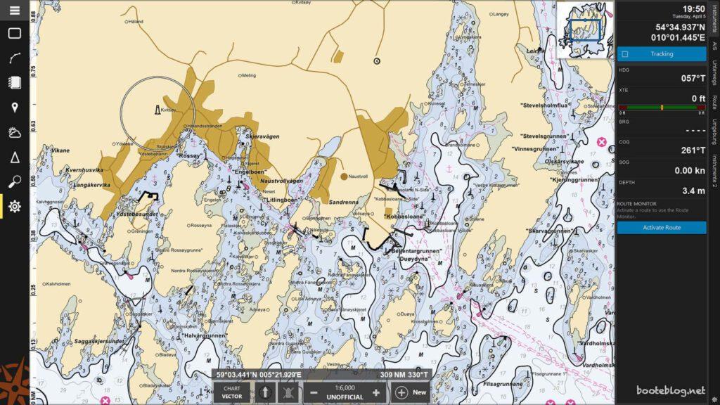 Kvitsøy, Norwegen in hoher Zoomstufe in ChartWorld Vector-Charts im Coastal Explorer.